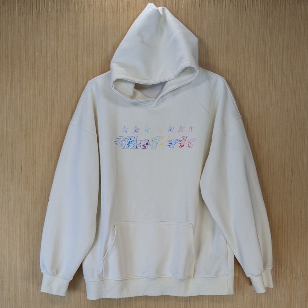 Elfric Eden Cream Shooting Star Graphic Hoodie Oversized Pullover Size Medium